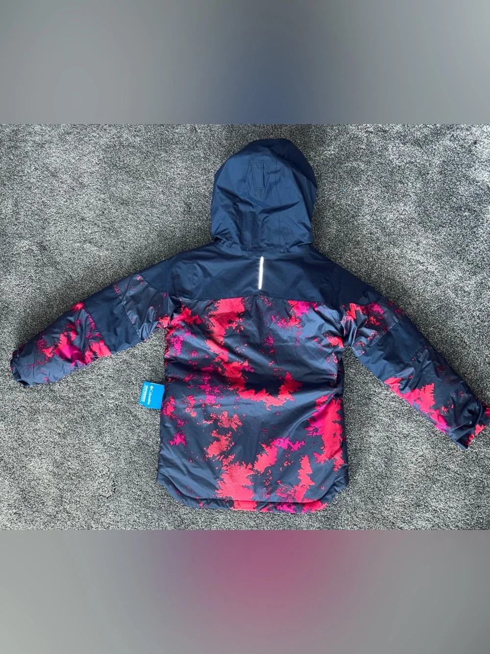 Columbia Navy Jacket with Bright Pink Print Hooded Shell | NWT *